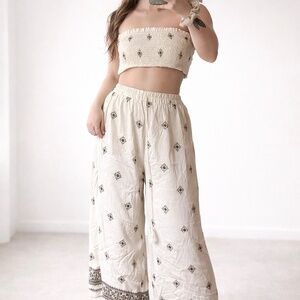 SHEIN Serisse Floral Tube Top & Wide Leg Pants Set | Size L